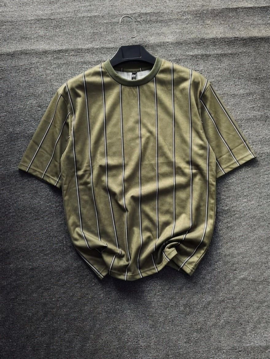 Stripe Printed Drop Shoulder T-Shirt – Premium Fine Jersey | Relaxed Fit Streetwear