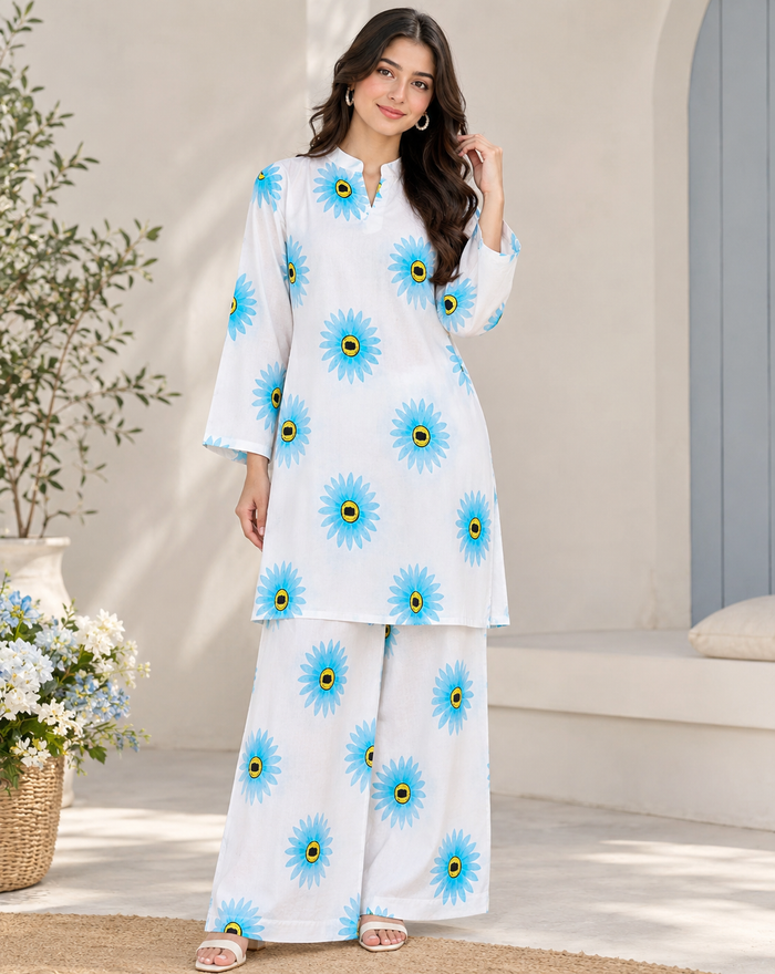 Sunflower Print Farshi Shalwar 2PC for Women