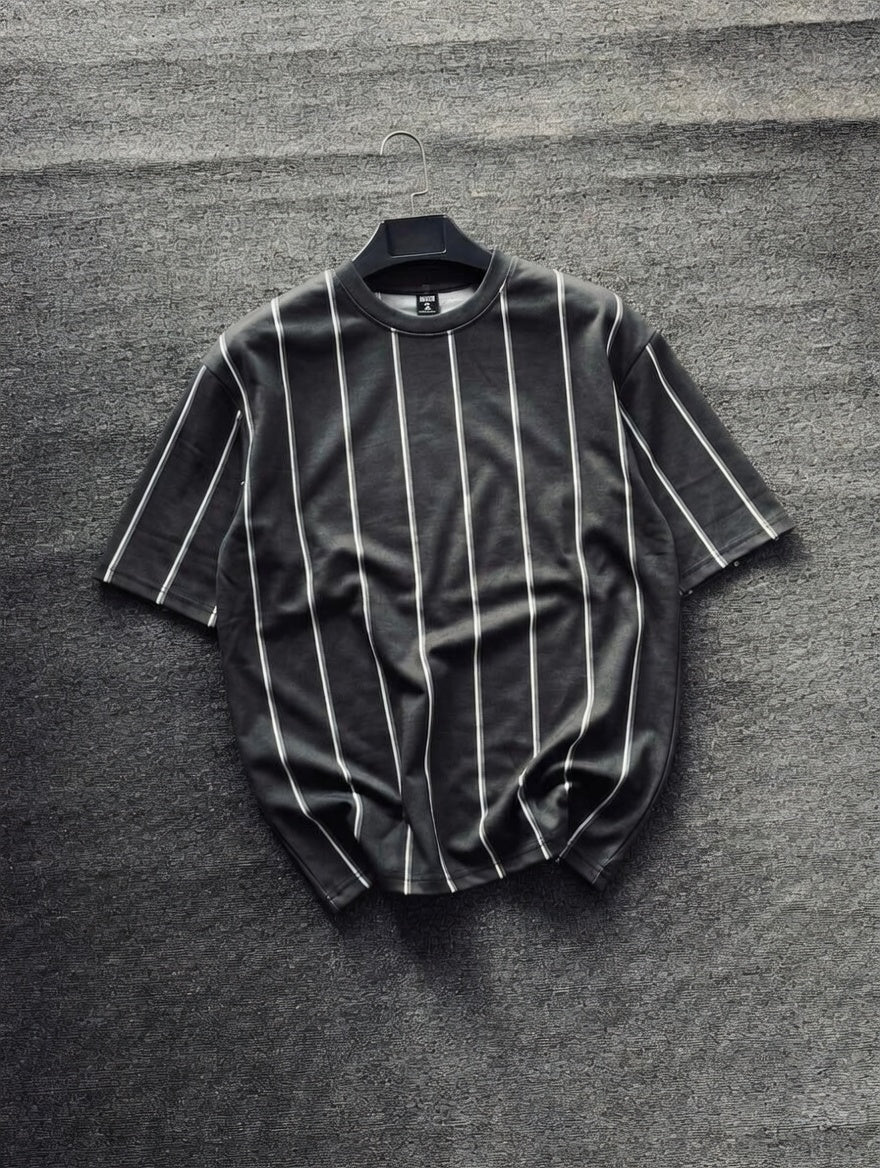 Stripe Printed Drop Shoulder T-Shirt – Premium Fine Jersey | Relaxed Fit Streetwear