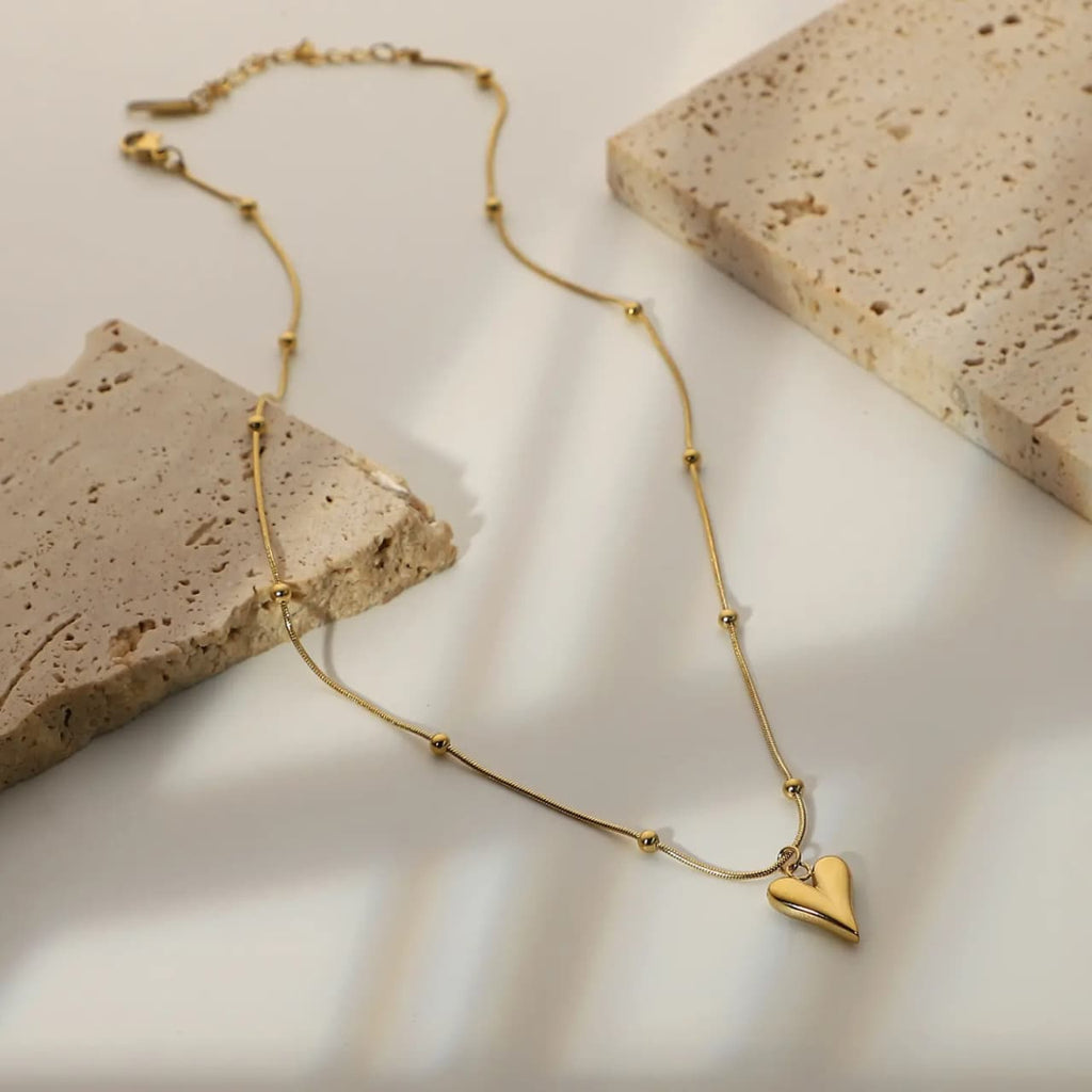 Gold Heart Stainless Steel Pendant Necklace for Women