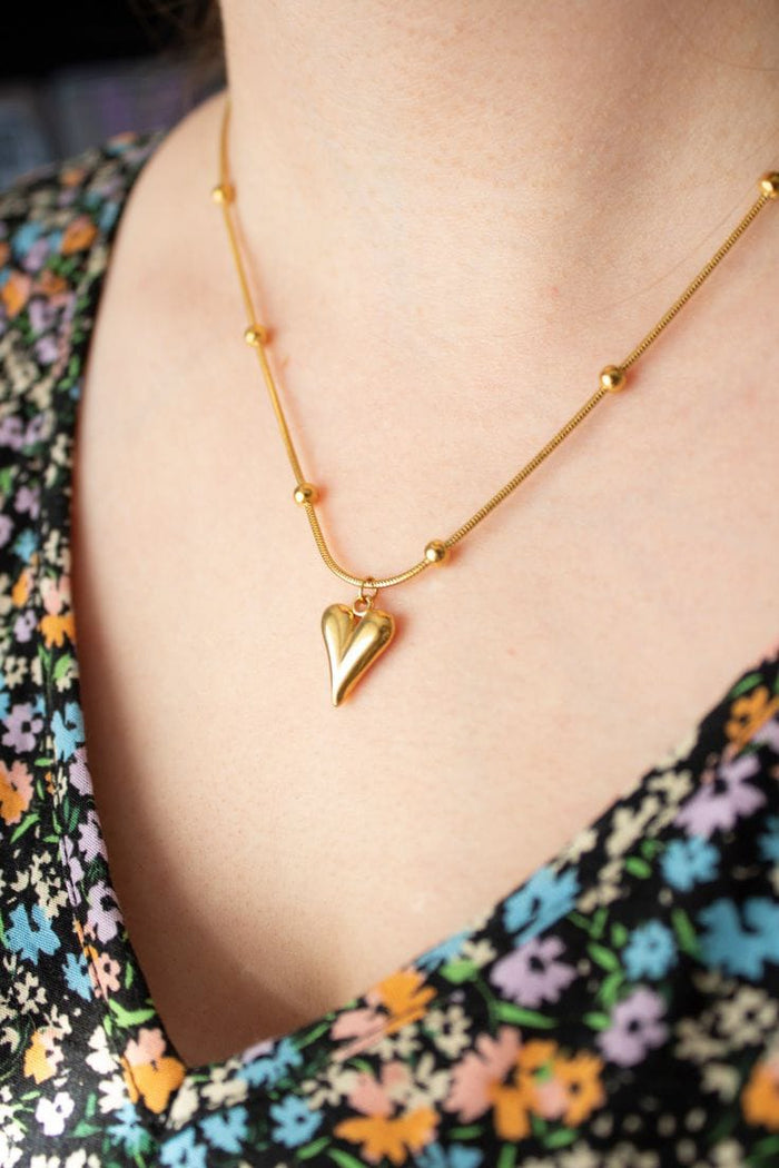 Gold Heart Stainless Steel Pendant Necklace for Women