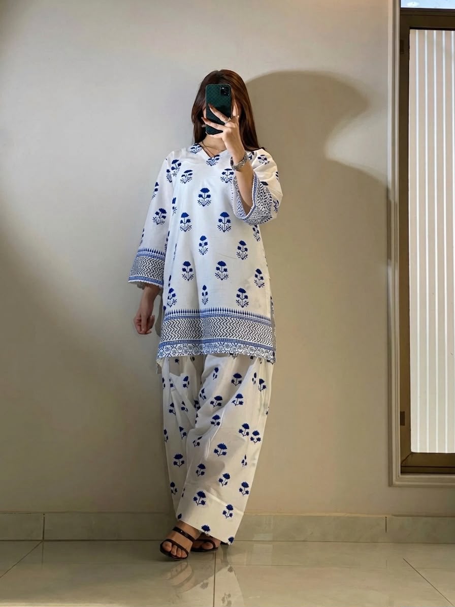 Printed Cord-Set with Farshi Trouser 2PC