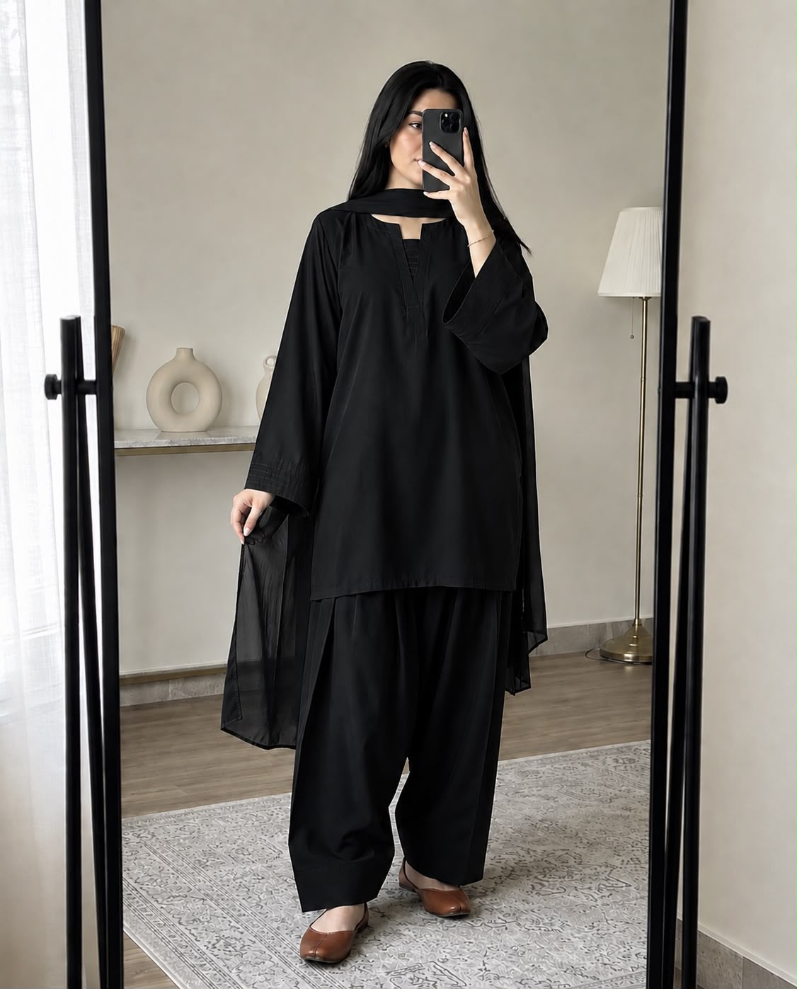 Plain Georgette Farshi Shalwar 3PC Suit for Women