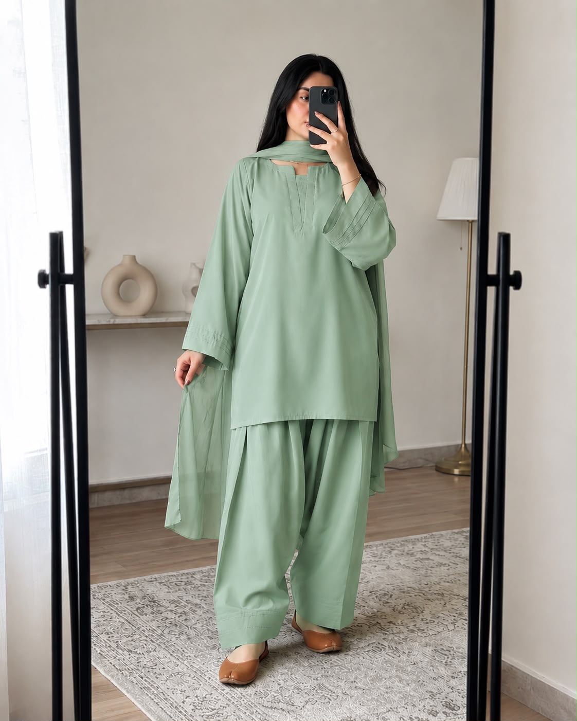 Plain Georgette Farshi Shalwar 3PC Suit for Women