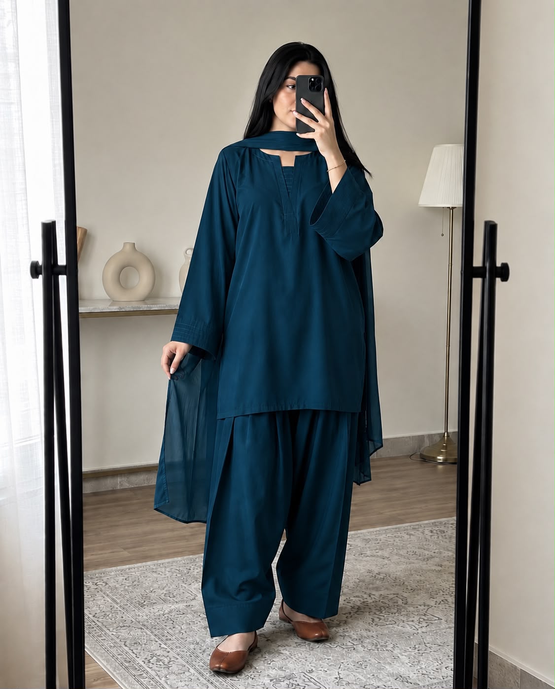 Plain Georgette Farshi Shalwar 3PC Suit for Women