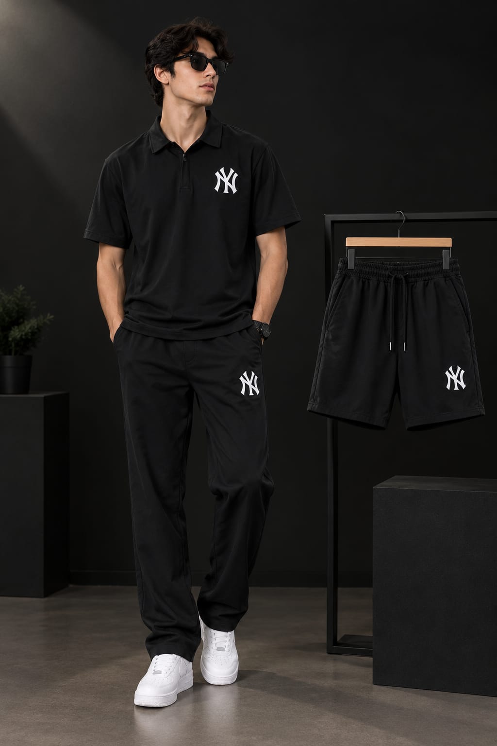 3PC Printed Collar Style Tracksuit – Polyester Dry Fit