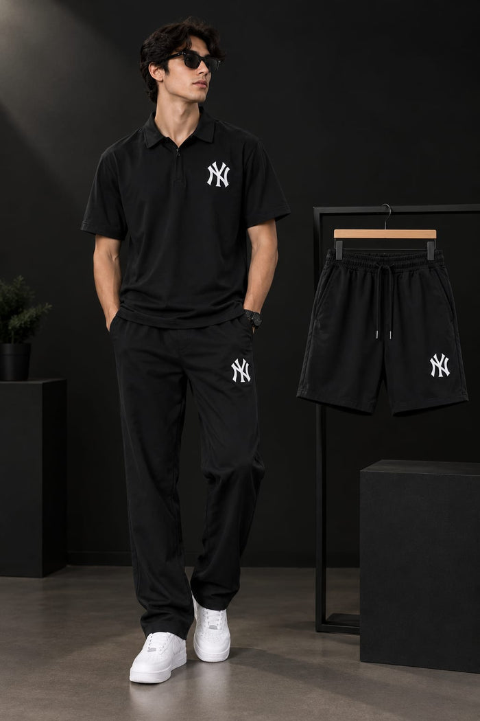 3PC Printed Collar Style Tracksuit – Polyester Dry Fit